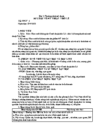 Giáo án Mĩ thuật 8 - Bài 2: Thường thức mĩ thuật: Sơ lược về mỹ thuật thời Lê - Năm học 2022-2023 - Hồ Sỹ Quế