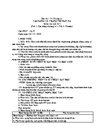 Giáo án Mĩ thuật 8 - Tuần 16, Bài 16+17: Vẽ trang trí: Tạo dáng và trang trí mặt nạ - Năm học 2022-2023 - Hồ Sỹ Quế