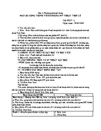 Giáo án Mĩ thuật 8 - Tuần 3, Bài 3: Thường thức mĩ thuật: Một số công trình tiêu biểu của mỹ thuật thời Lê - Năm học 2022-2023 - Hồ Sỹ Quế