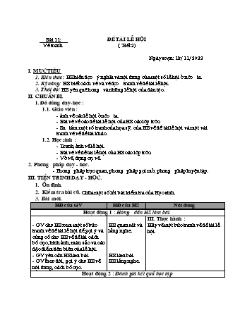 Giáo án Mĩ thuật 9 - Tuần 12, Bài 11: Vẽ tranh: Đề tài lễ hội - Năm học 2022-2023 - Hồ Sỹ Quế