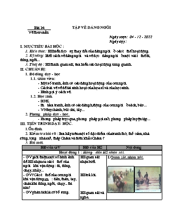 Giáo án Mĩ thuật 9 - Tuần 14, Bài 14: Vẽ theo mẫu: Tập vẽ dáng người - Năm học 2022-2023 - Hồ Sỹ Quế