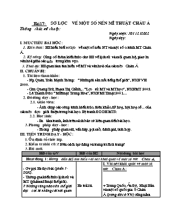Giáo án Mĩ thuật 9 - Tuần 18, Tiết 17: Thường thức mĩ thuật: Sơ lược về một số nền mĩ thuật châu Á - Năm học 2022-2023 - Hồ Sỹ Quế