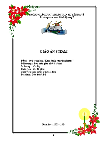 Giáo án STEAM Mầm non Lớp Chồi - Đề tài: Qui trình làm “Kem đánh răng handmade” - Năm học 2023-2024 - Vũ Hoài Thu