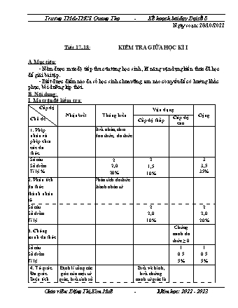 Kế hoạch bài dạy Đại số 8 - Tiết 17+18 - Năm học 2022-2023 - Đặng Thị Kim Huê