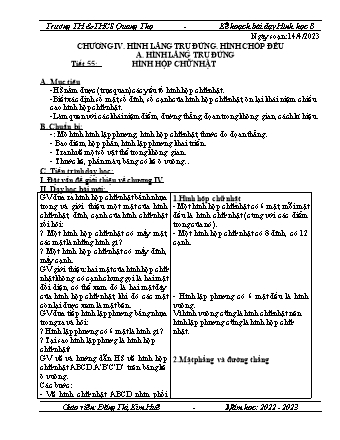 Kế hoạch bài dạy Hình học 8 - Tuần 32 - Năm học 2022-2023 - Đặng Thị Kim Huê