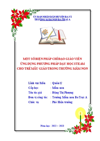 Sáng kiến kinh nghiệm Một số biện pháp chỉ đạo giáo viên ứng dụng phương pháp dạy học Steam cho trẻ mẫu giáo trong trường mầm non