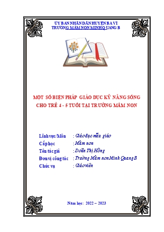 Sáng kiến kinh nghiệm Một số biện pháp giáo dục kỹ năng sống cho trẻ 4-5 tuổi tại trường mầm non
