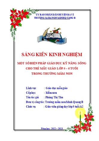 Sáng kiến kinh nghiệm Một số biện pháp giáo dục kỹ năng sống cho trẻ mẫu giáo lớp 5-6 tuổi trong trường mầm non