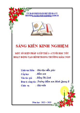 Sáng kiến kinh nghiệm Một số biện pháp giúp trẻ 3-4 tuổi học tốt hoạt động tạo hình trong trường Mầm non