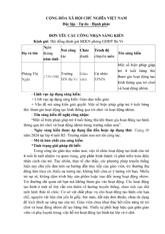 Sáng kiến kinh nghiệm Một số biện pháp giúp trẻ 4 tuổi hứng thú khi tham gia hoạt động tạo hình thông qua trò chơi và hoạt động nhóm trong trường mầm non