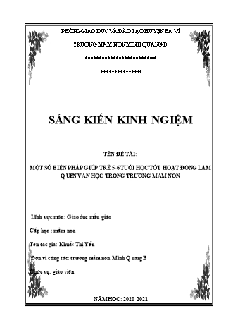 Sáng kiến kinh nghiệm Một số biện pháp giúp trẻ 5-6 tuổi học tốt hoạt động làm quen văn học trong trường mầm non