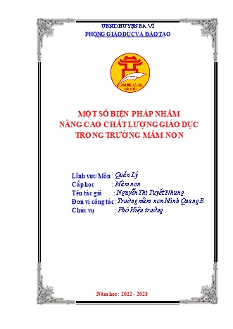 Sáng kiến kinh nghiệm Một số biện pháp nhằm nâng cao chất lượng giáo dục trong trường mầm non
