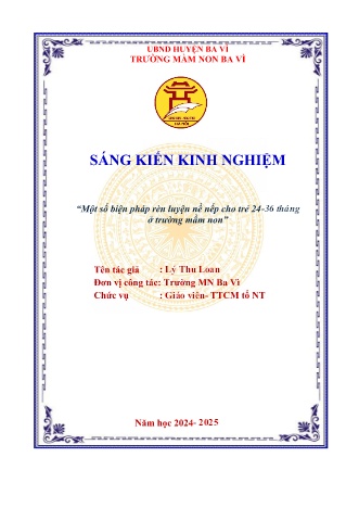 Sáng kiến kinh nghiệm Một số biện pháp rèn luyện nề nếp cho trẻ 24-36 tháng ở trường mầm non