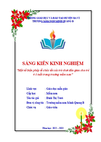 Sáng kiến kinh nghiệm Một số biện pháp tổ chức tốt các trò chơi dân gian cho trẻ 4-5 tuổi trong trường mầm non